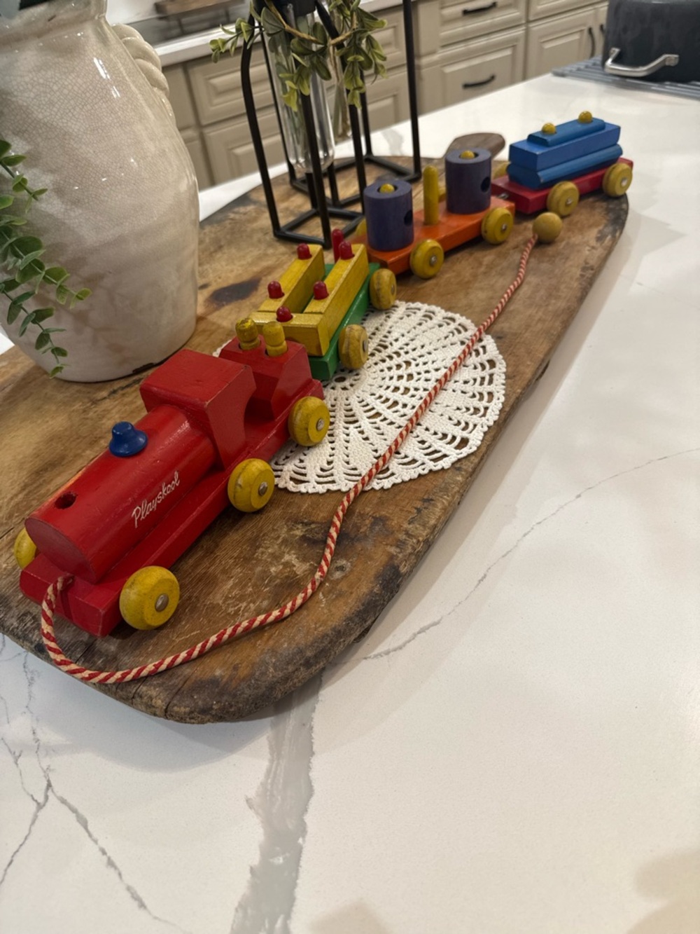 Wooden Pull-Along Train Toy - Multicolor Classic